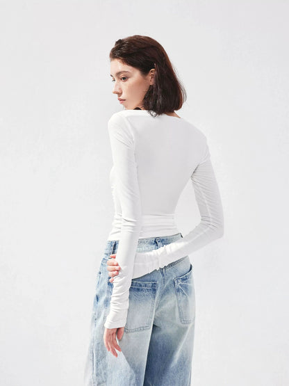kvkv Fitted Square Neck Yoga Tee