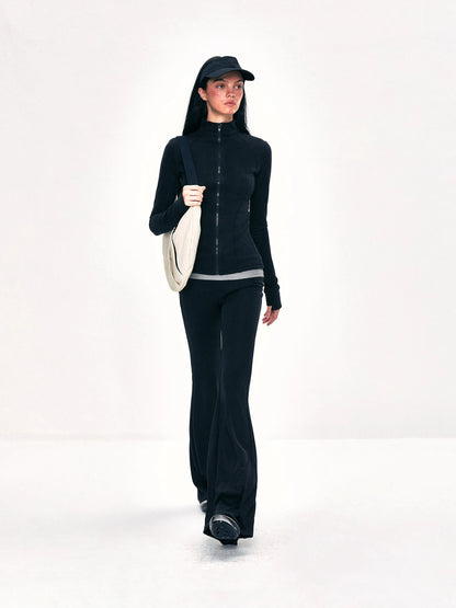 kvkv Fitted Yoga Cardigan Slim Retro Black Top