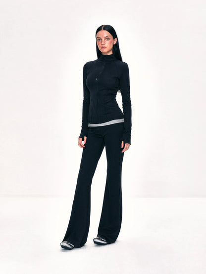 kvkv Fitted Yoga Cardigan Slim Retro Black Top
