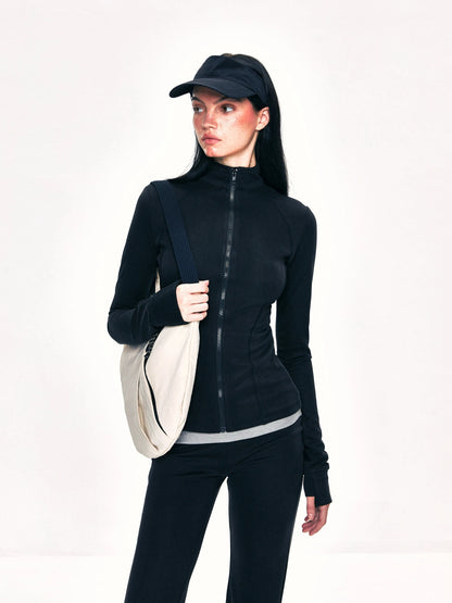 kvkv Fitted Yoga Cardigan Slim Retro Black Top