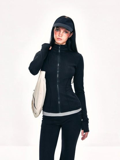 kvkv Fitted Yoga Cardigan Slim Retro Black Top