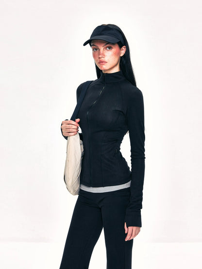 kvkv Fitted Yoga Cardigan Slim Retro Black Top