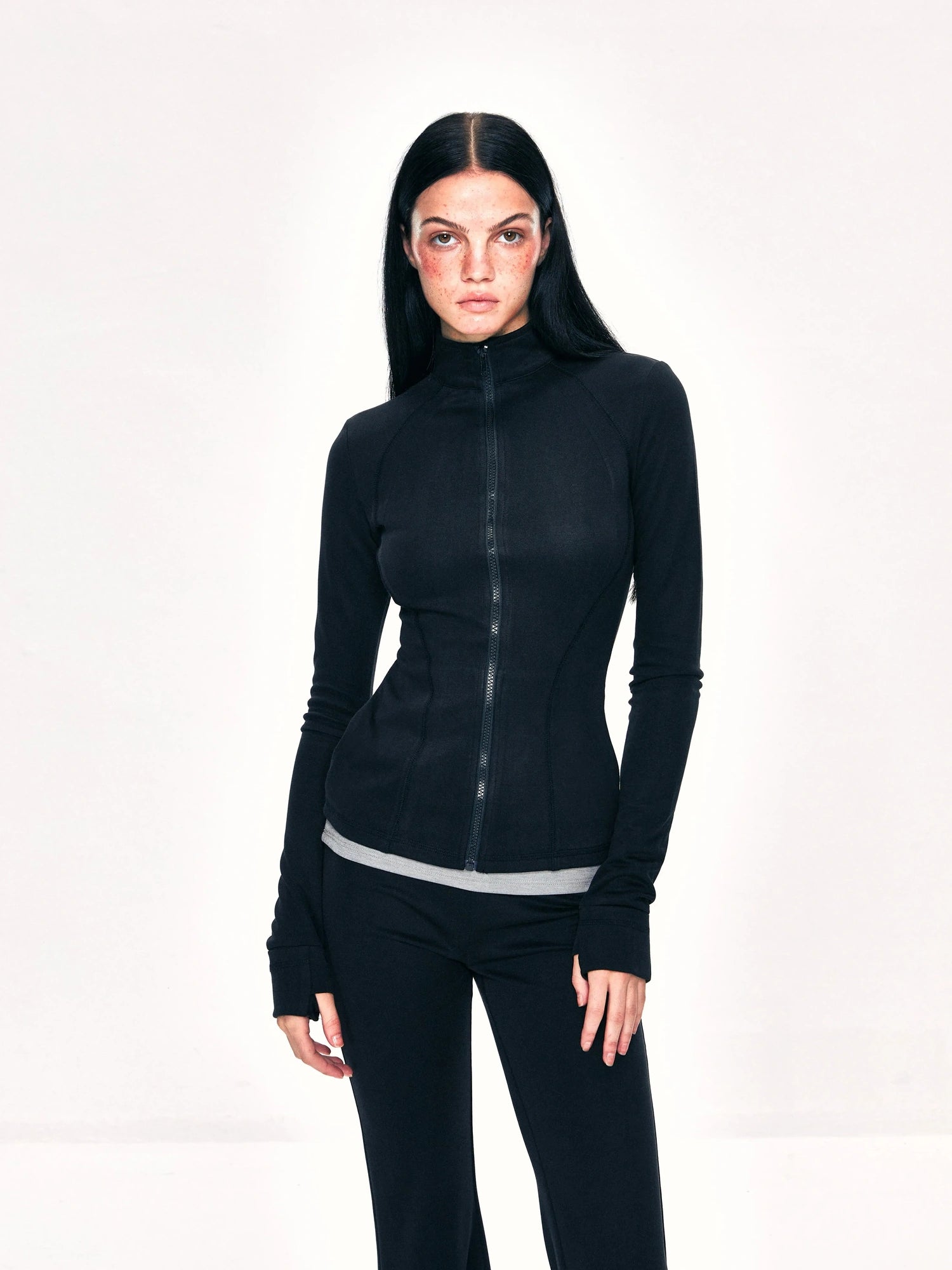 kvkv Fitted Yoga Cardigan Slim Retro Black Top