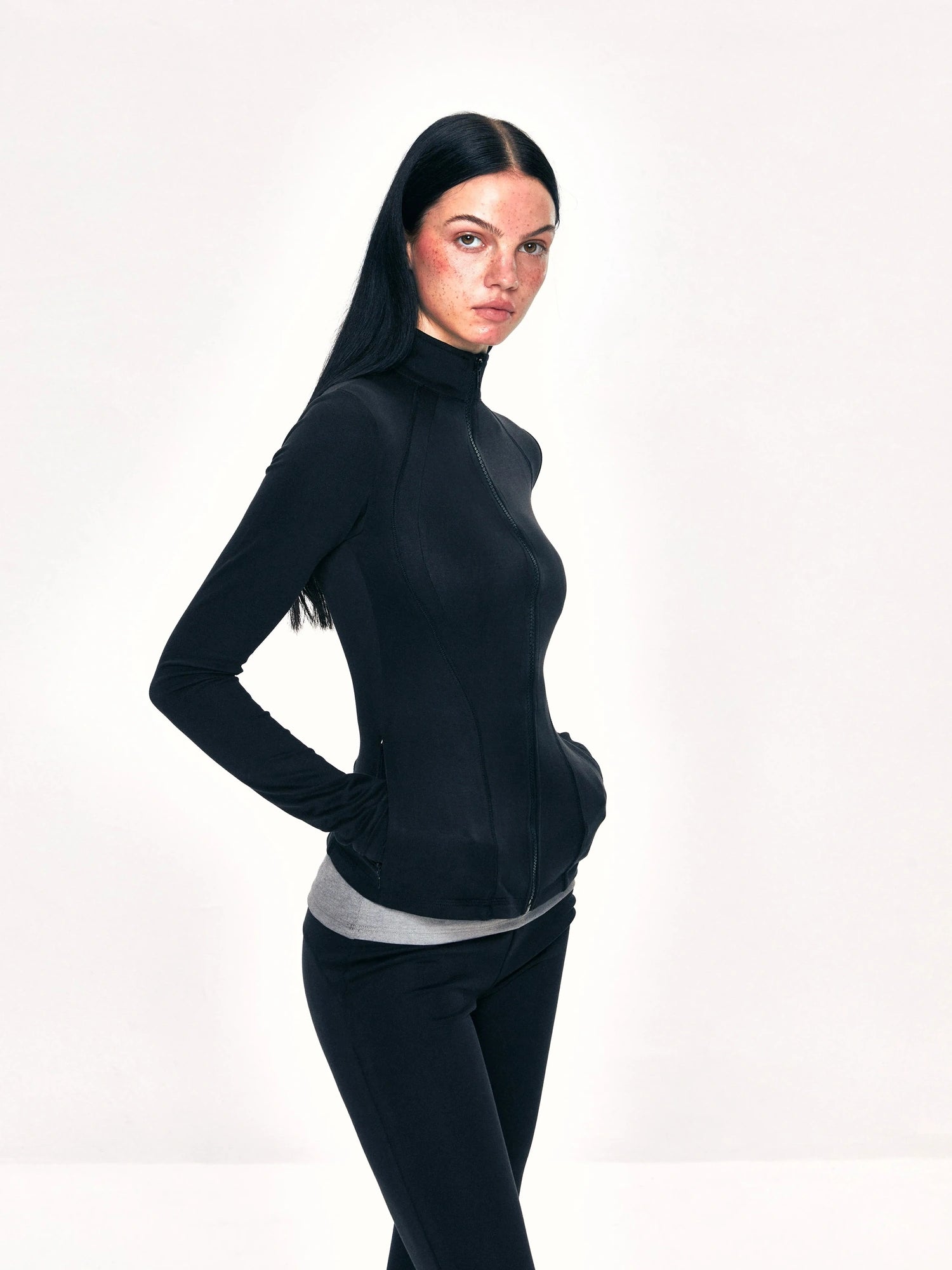 kvkv Fitted Yoga Cardigan Slim Retro Black Top