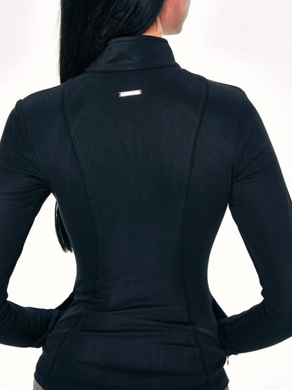 kvkv Fitted Yoga Cardigan Slim Retro Black Top