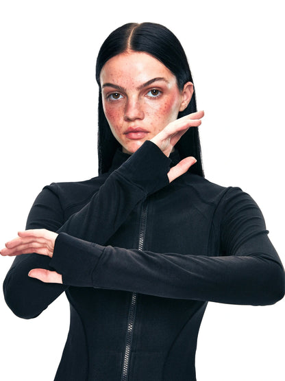 kvkv Fitted Yoga Cardigan Slim Retro Black Top