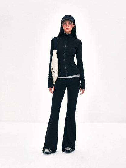 kvkv Fitted Yoga Cardigan Slim Retro Black Top
