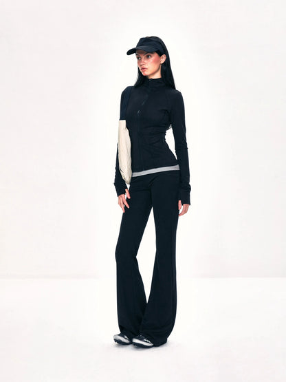 kvkv Fitted Yoga Cardigan Slim Retro Black Top