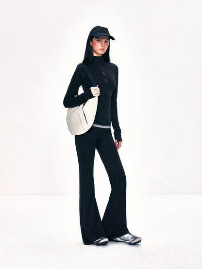 kvkv Fitted Yoga Cardigan Slim Retro Black Top