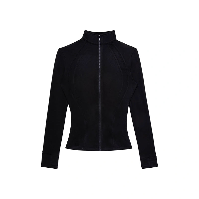 kvkv_Fitted_Yoga_Cardigan_Slim_Retro_Black_Top_MISSTT