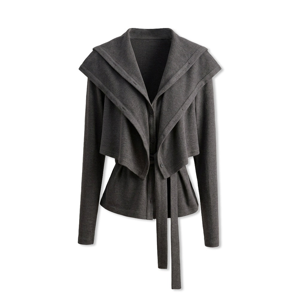kvkv_Fleece_Double_Layer_Lapel_Waist_Tie_Women&