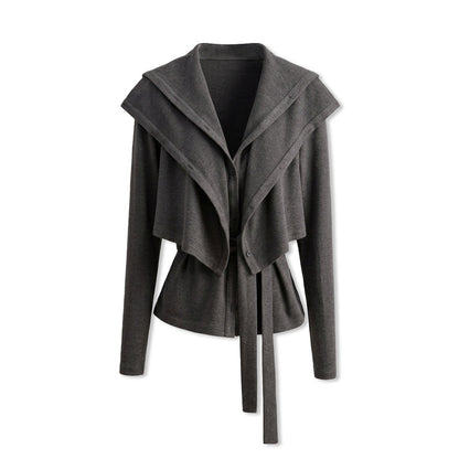 kvkv_Fleece_Double_Layer_Lapel_Waist_Tie_Women&