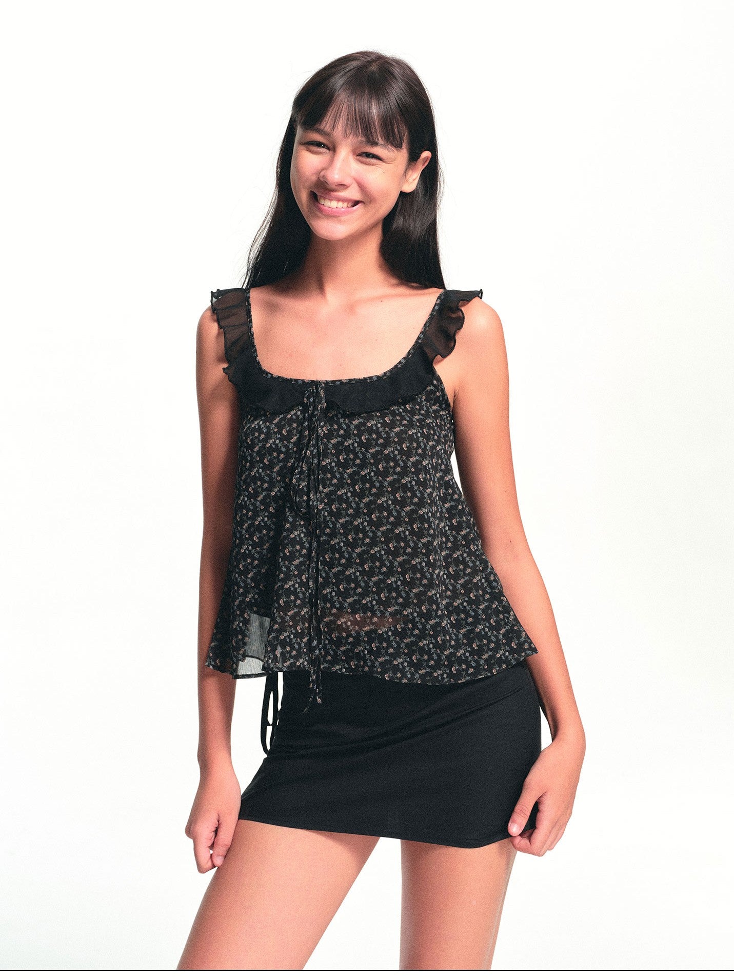 kvkv Floral Ruffle Adjustable One Shoulder Women&