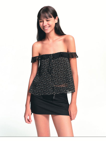 kvkv Floral Ruffle Adjustable One Shoulder Women&