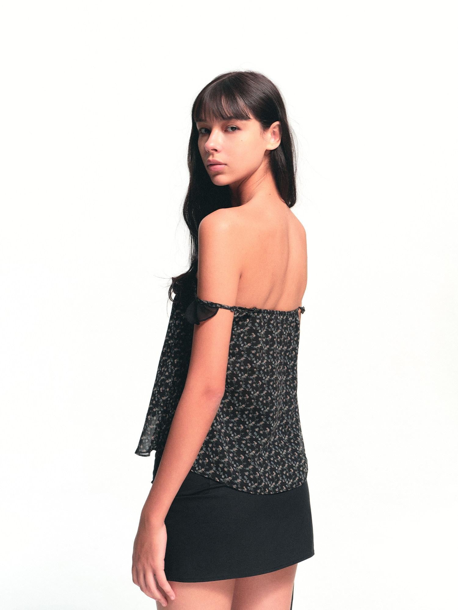 kvkv Floral Ruffle Adjustable One Shoulder Women&