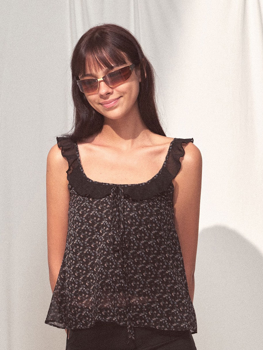 kvkv Floral Ruffle Adjustable One Shoulder Women&