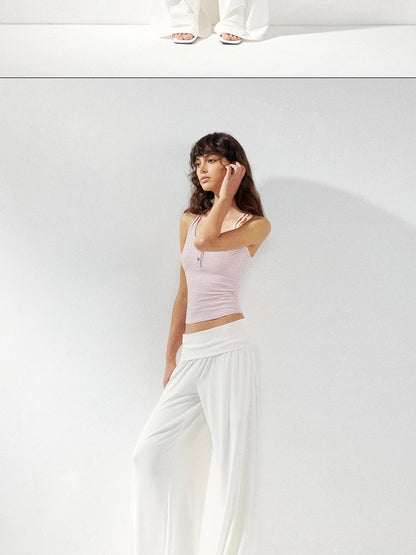 kvkv Fluid Drape Folded Waist Wide Leg Pants