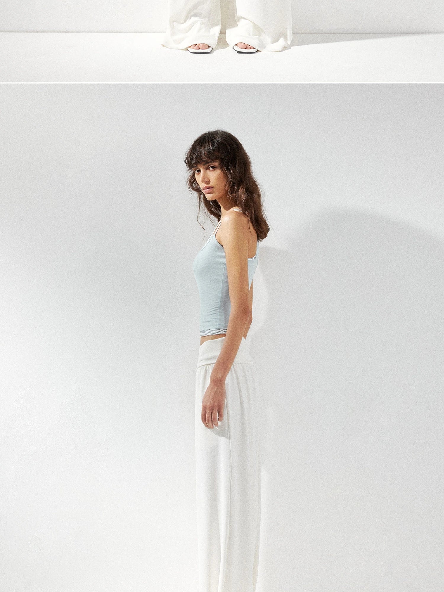 kvkv Fluid Drape Folded Waist Wide Leg Pants