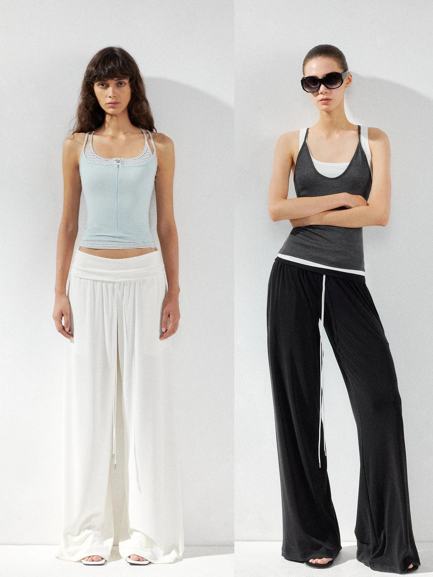 kvkv Fluid Drape Folded Waist Wide Leg Pants