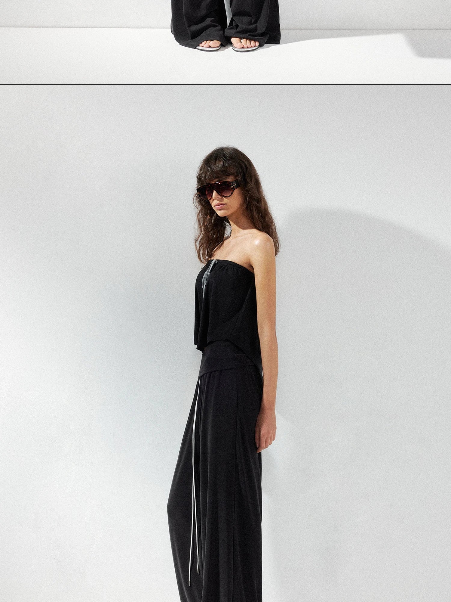 kvkv Fluid Drape Folded Waist Wide Leg Pants