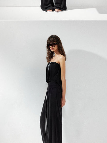 kvkv Fluid Drape Folded Waist Wide Leg Pants