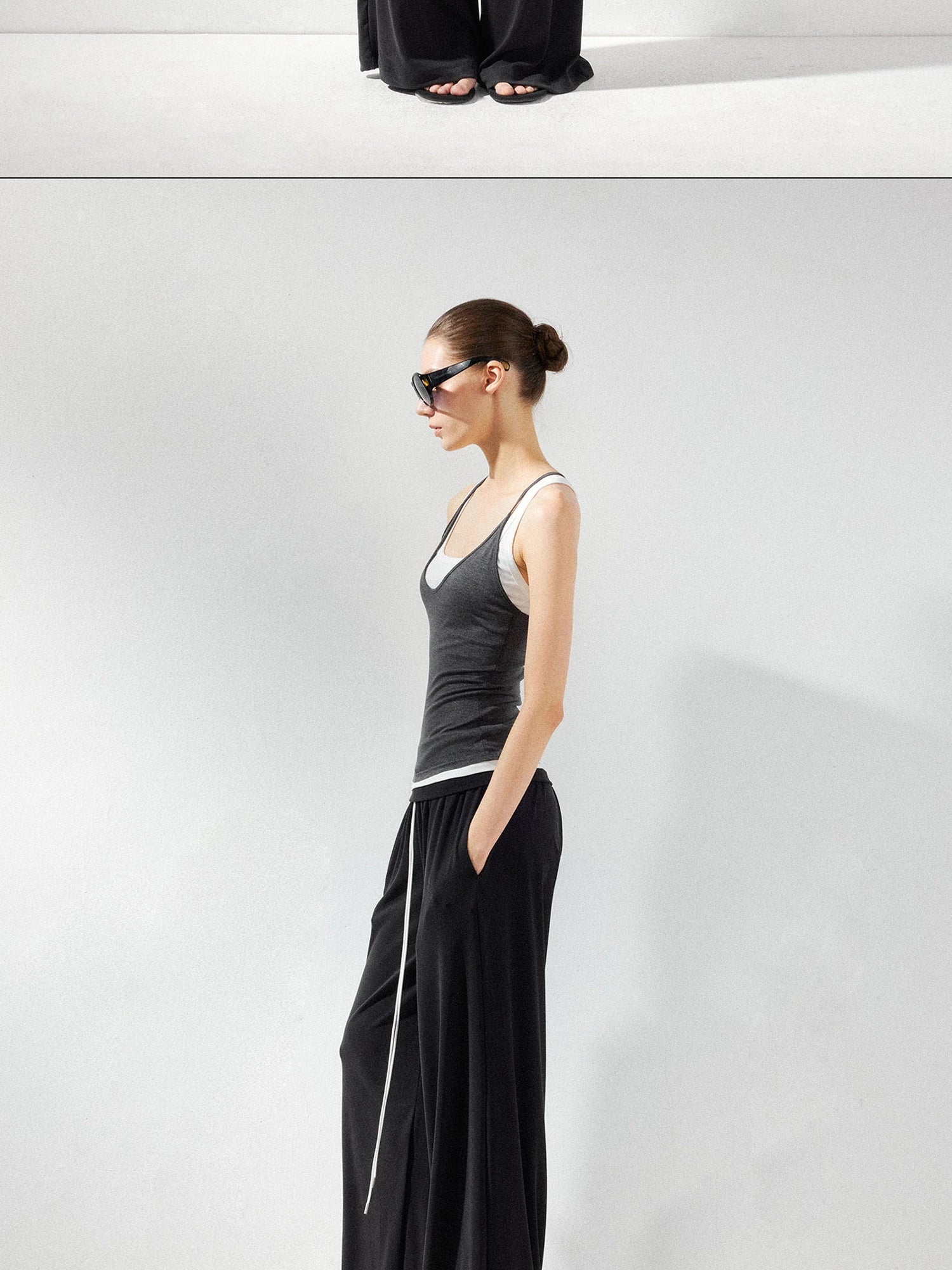 kvkv Fluid Drape Folded Waist Wide Leg Pants