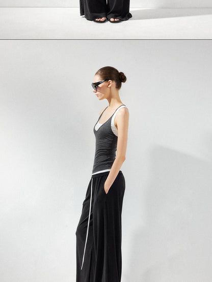 kvkv Fluid Drape Folded Waist Wide Leg Pants