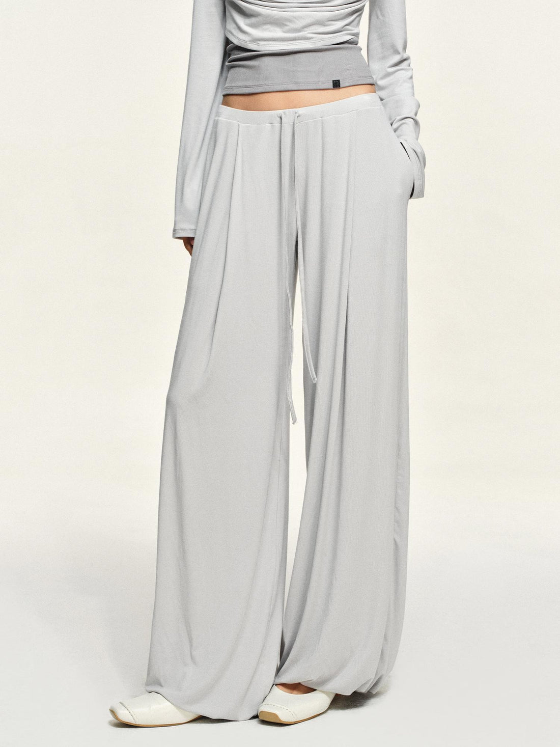 kvkv Fog Silver Grey Drawstring Loose Fit Modal Women&