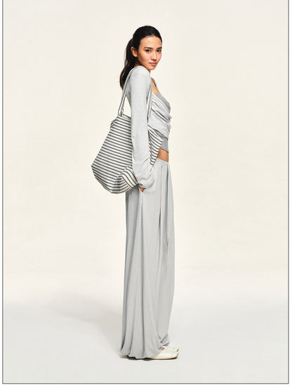 kvkv Fog Silver Grey Drawstring Loose Fit Modal Women&