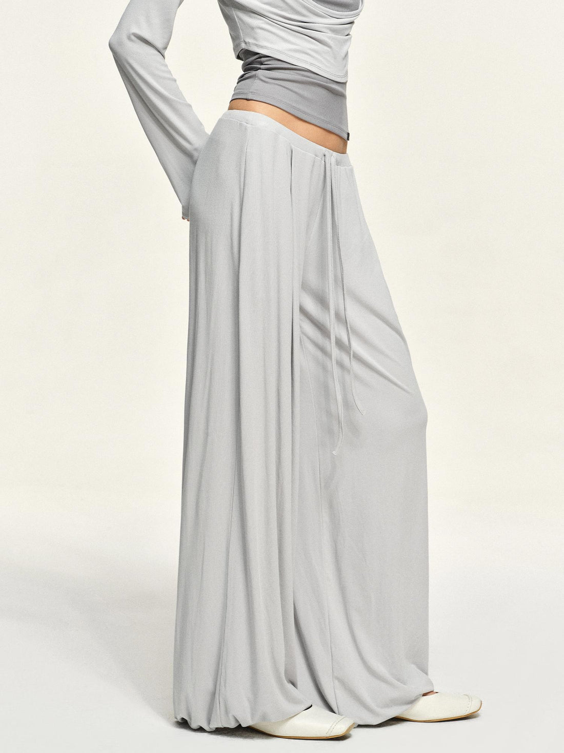 kvkv Fog Silver Grey Drawstring Loose Fit Modal Women&