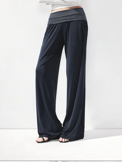 kvkv Fold Waist Stripe Knit Flare Pants