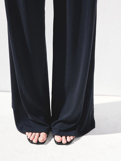 kvkv Fold Waist Stripe Knit Flare Pants