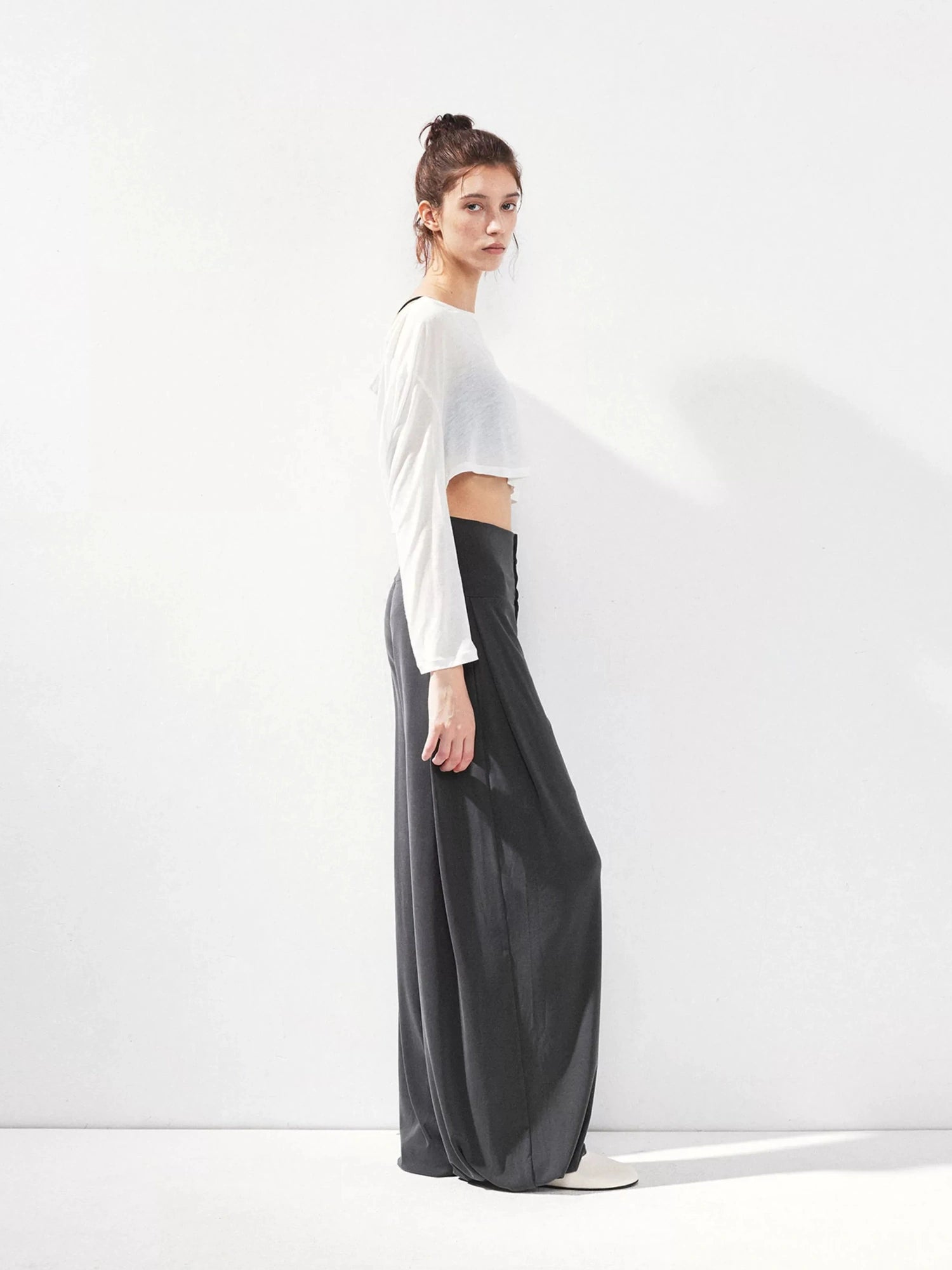 kvkv Foldable Motion Yoga Wide Ribbed Waistband Flared Tapered Pants