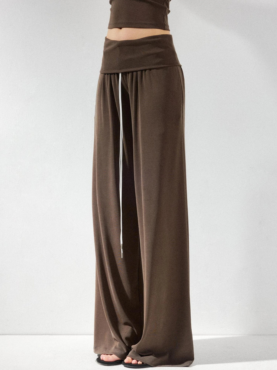 kvkv Foldable Waist Low Rise Flowy Yoga Pants