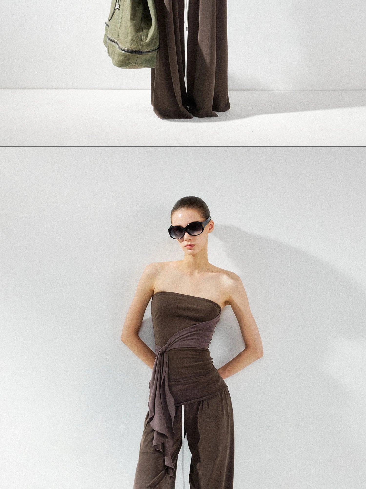 kvkv Foldable Waist Low Rise Flowy Yoga Pants