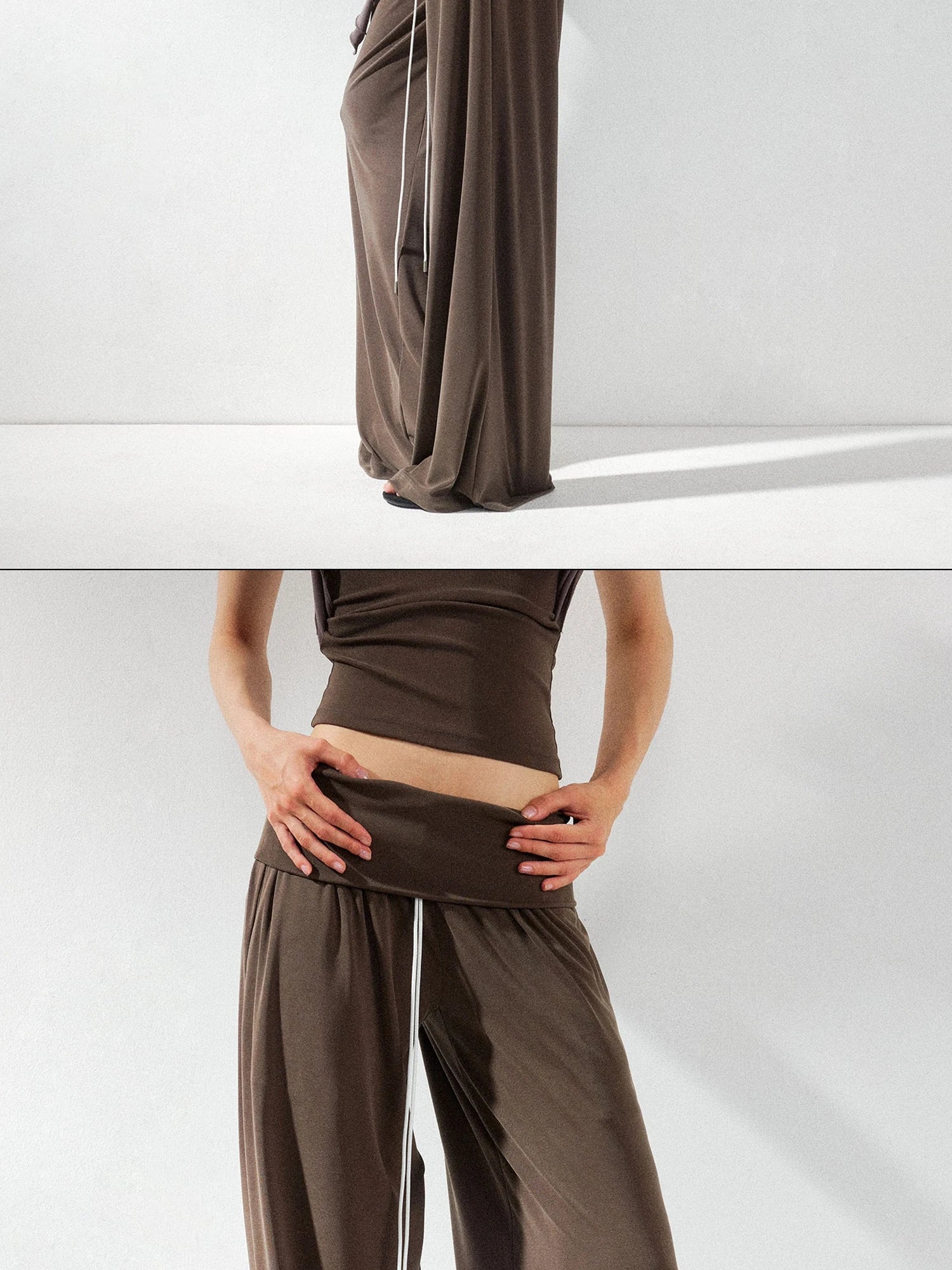kvkv Foldable Waist Low Rise Flowy Yoga Pants
