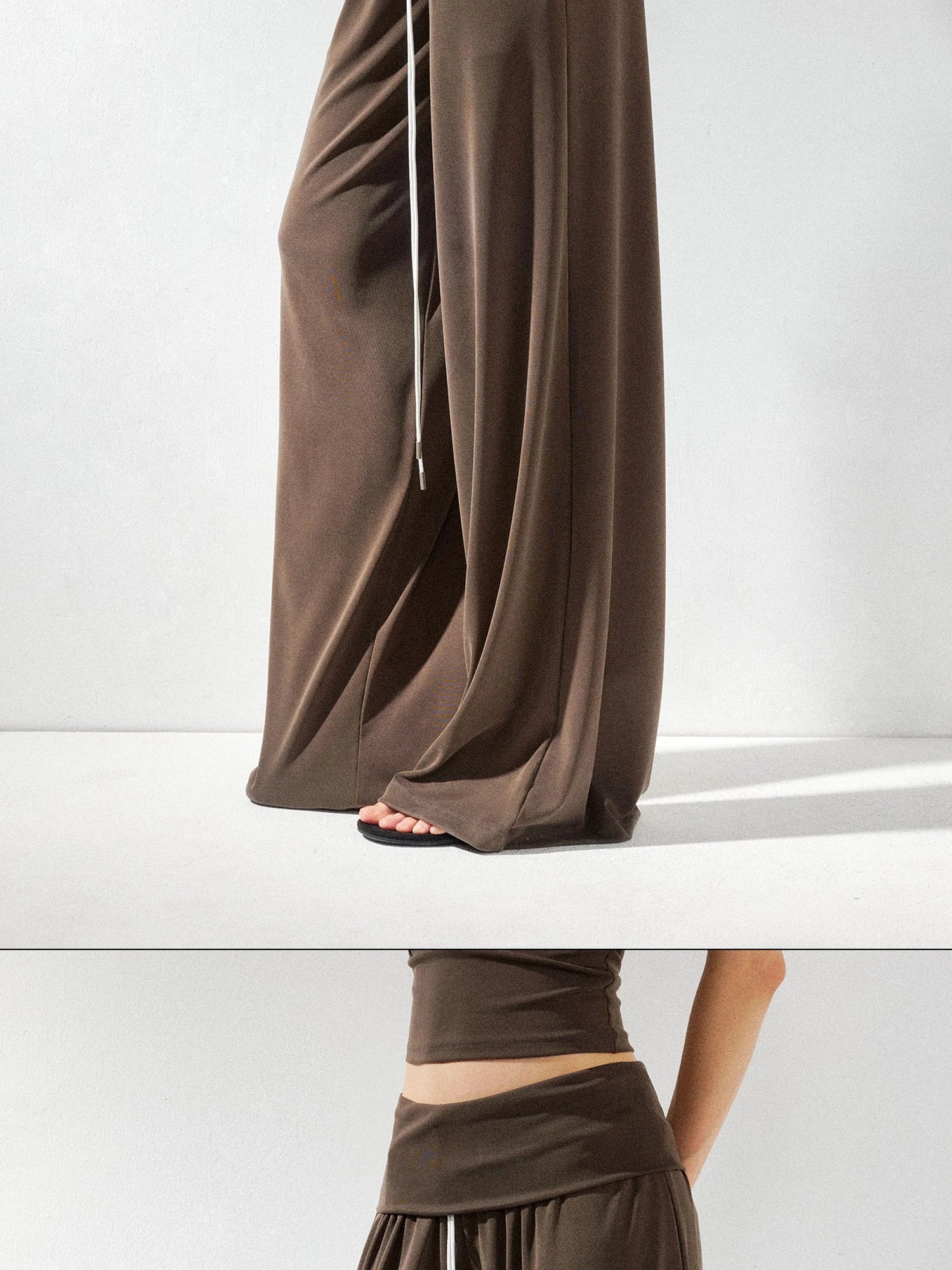 kvkv Foldable Waist Low Rise Flowy Yoga Pants
