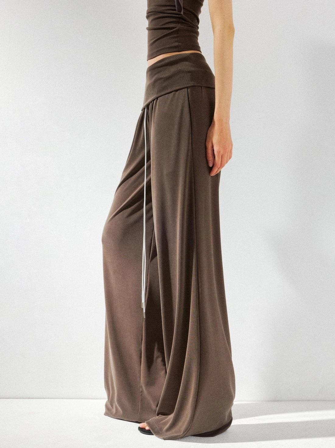 kvkv Foldable Waist Low Rise Flowy Yoga Pants