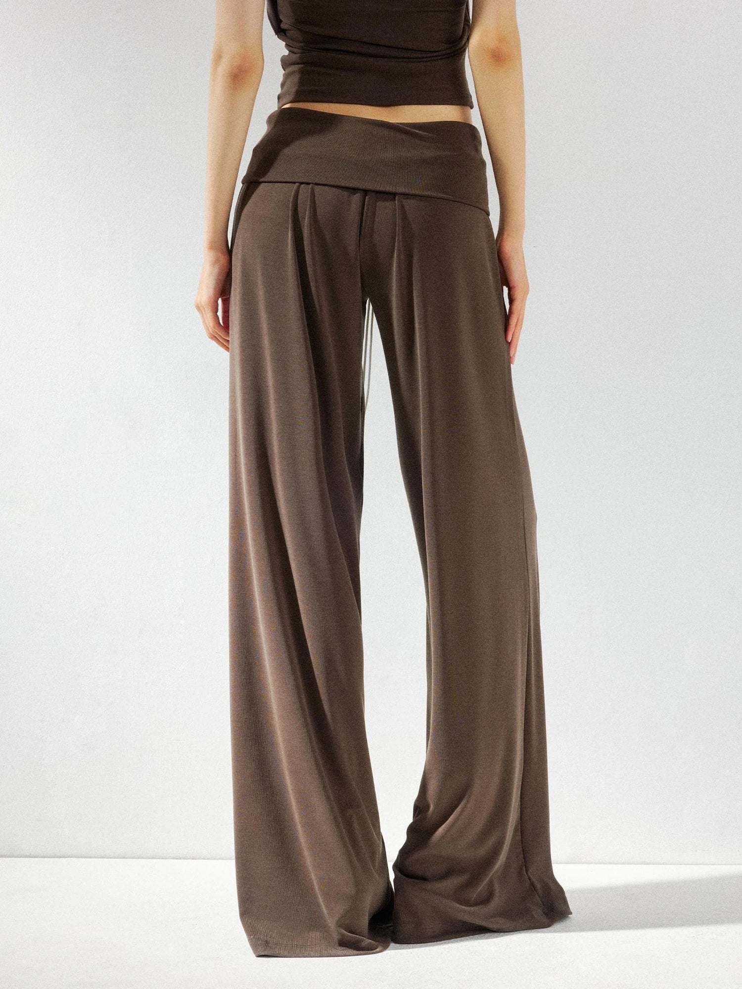kvkv Foldable Waist Low Rise Flowy Yoga Pants