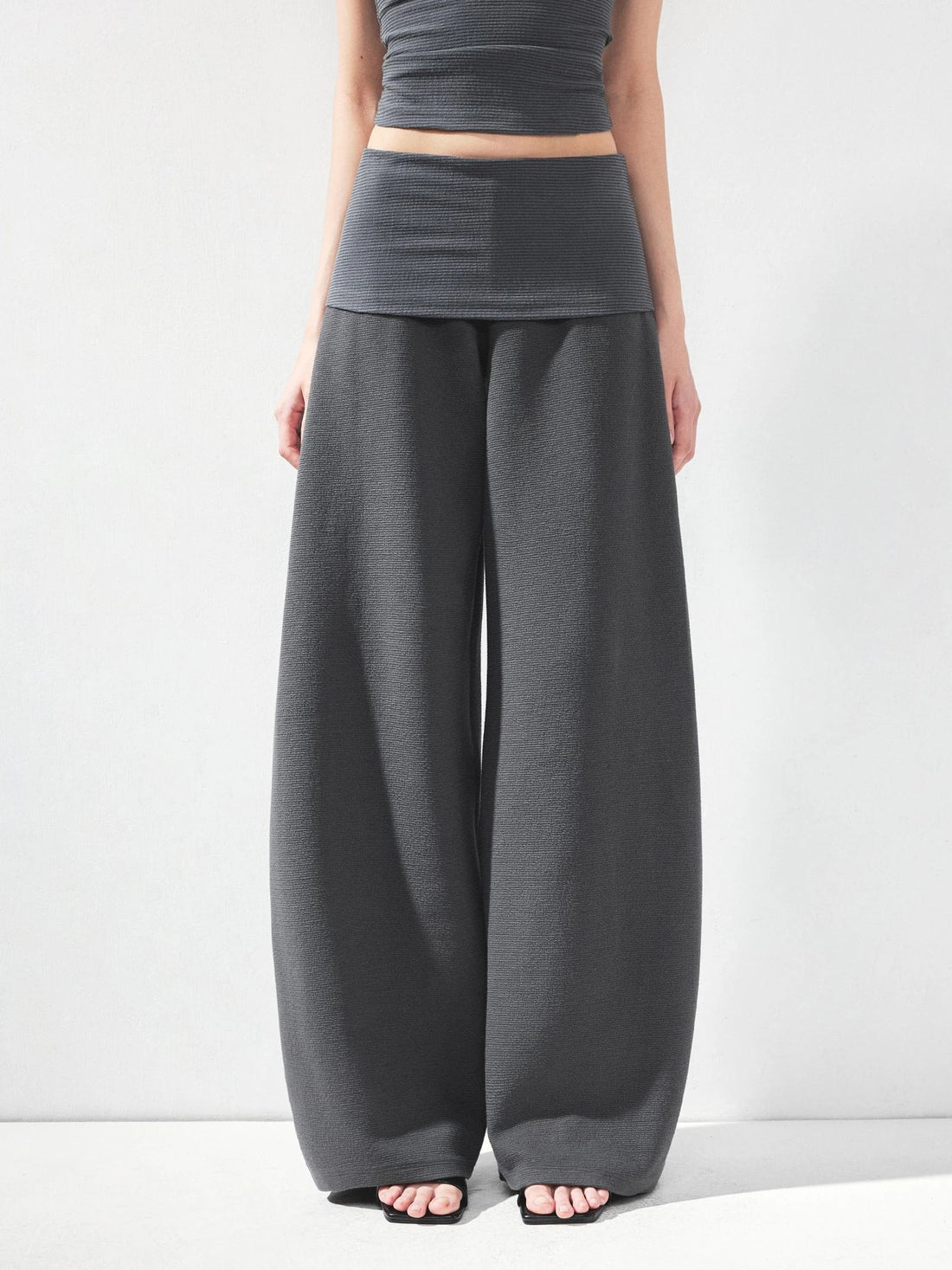 kvkv Folded Waistband Wide Leg Trousers