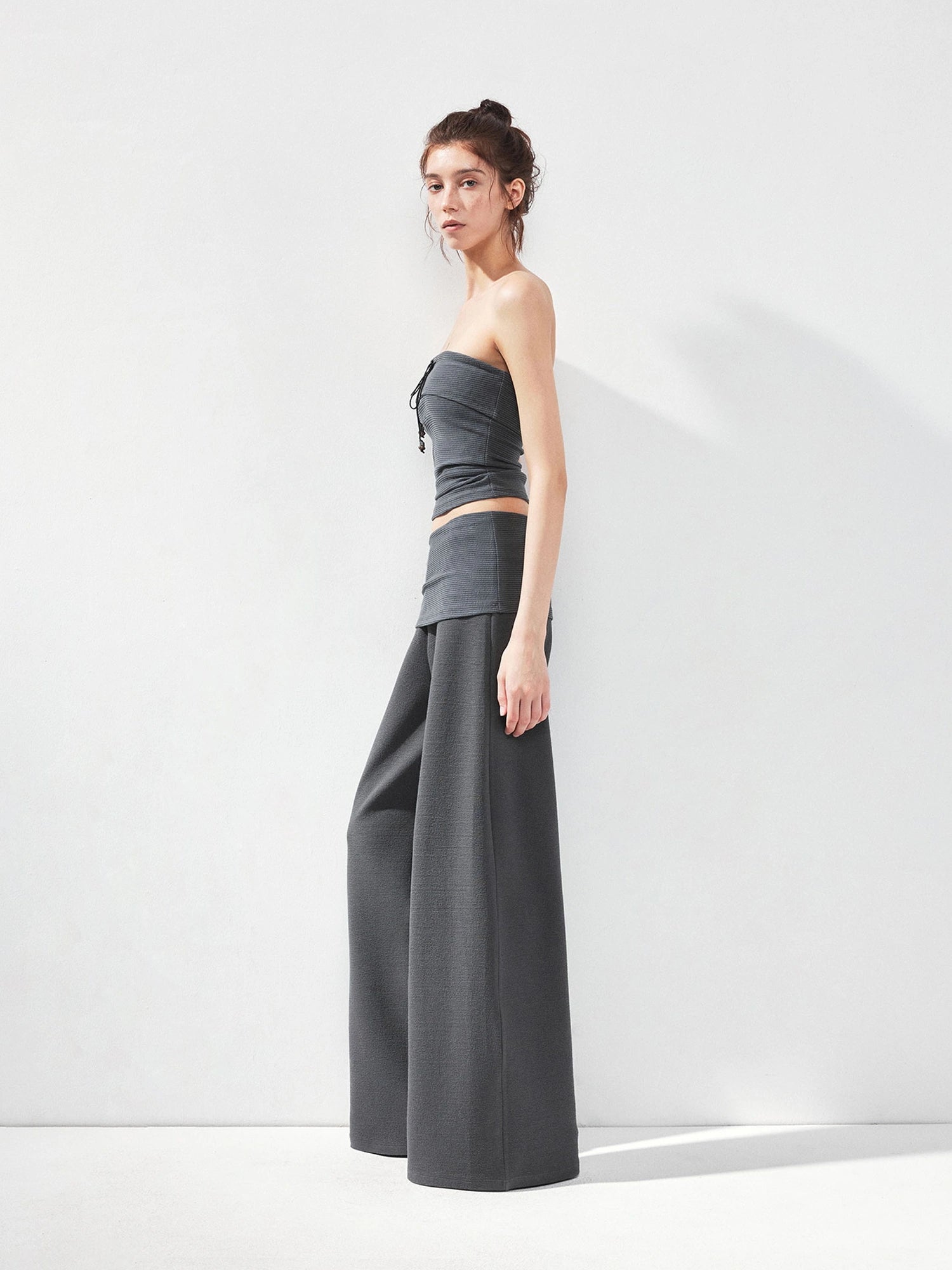 kvkv Folded Waistband Wide Leg Trousers