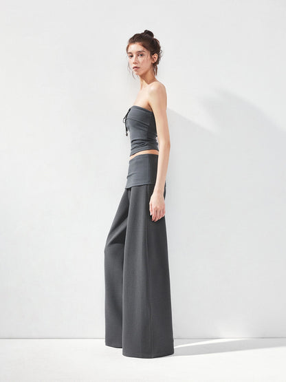 kvkv Folded Waistband Wide Leg Trousers