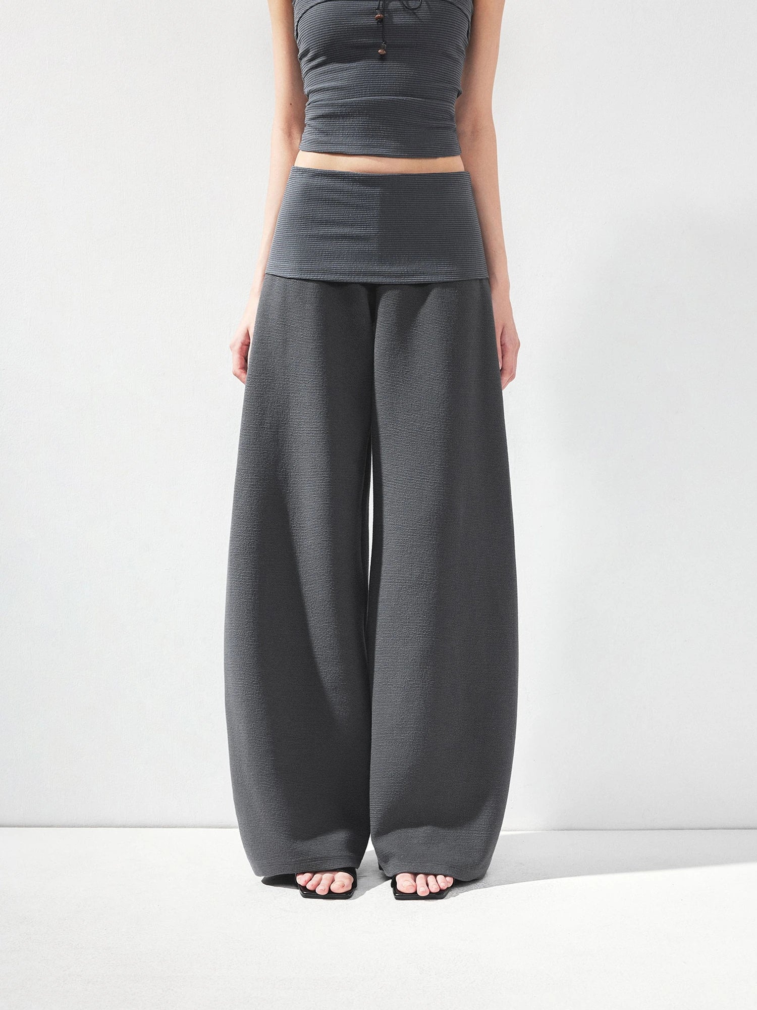 kvkv Folded Waistband Wide Leg Trousers