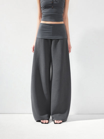 kvkv Folded Waistband Wide Leg Trousers