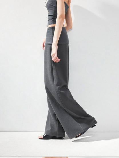 kvkv Folded Waistband Wide Leg Trousers