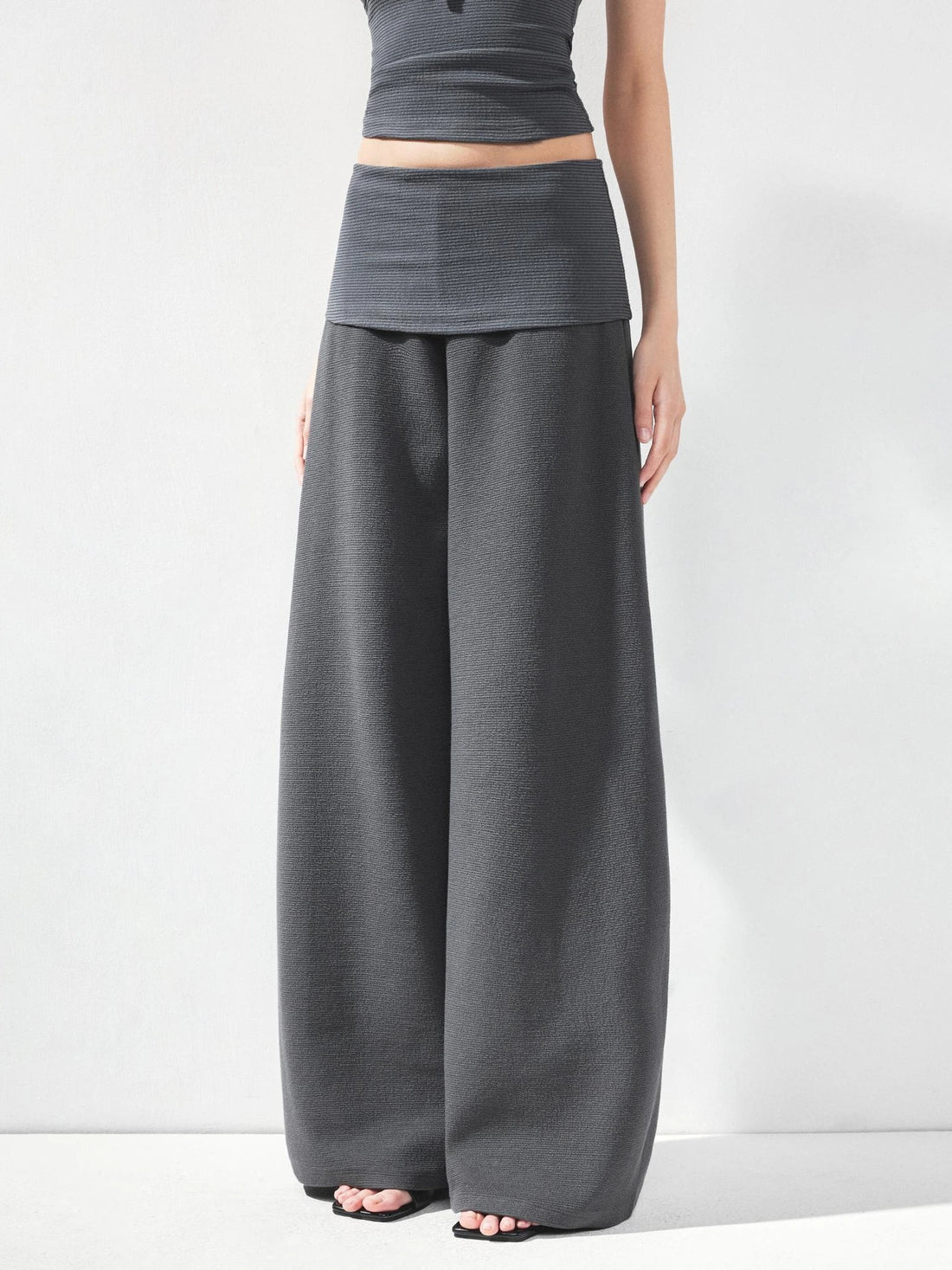 kvkv Folded Waistband Wide Leg Trousers