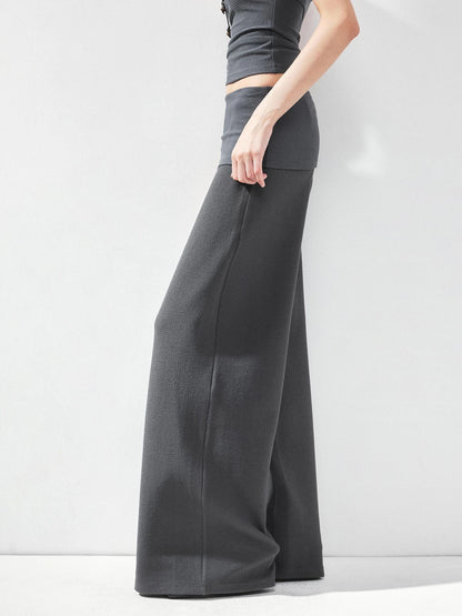 kvkv Folded Waistband Wide Leg Trousers
