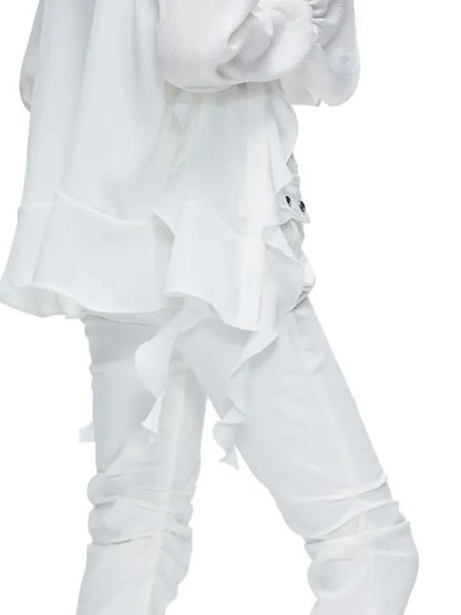 kvkv Functional Pocket Knee Fold High Waist Denim Flare Pants