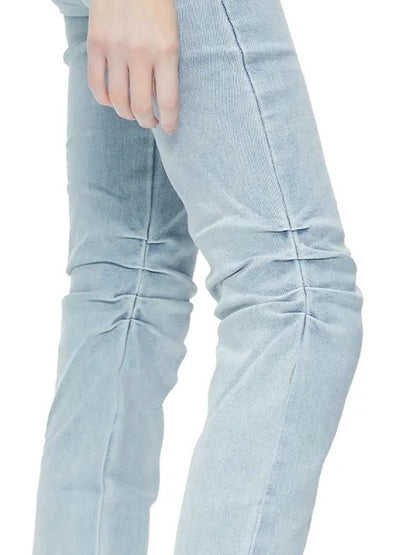 kvkv Functional Pocket Knee Fold High Waist Denim Flare Pants