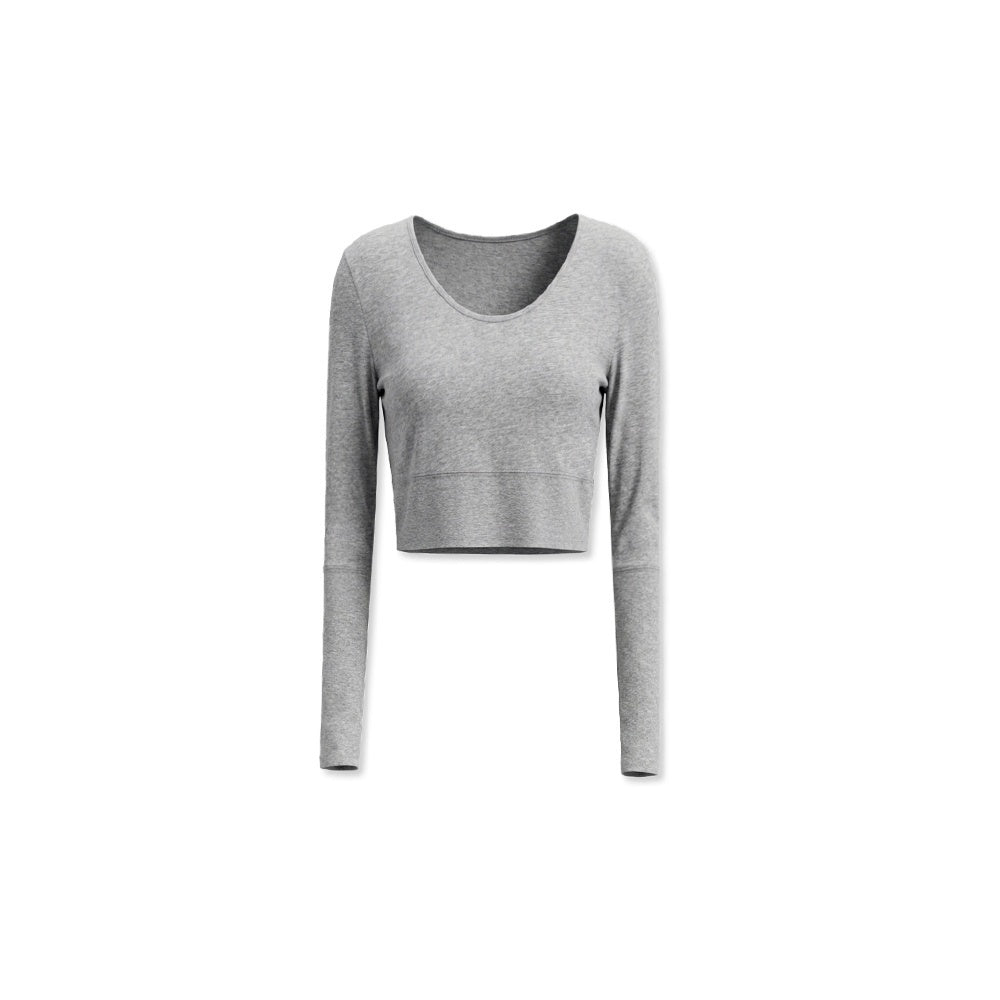 kvkv_Gray_Breathable_Slanted_Shoulder_Wide_Hem_Women&